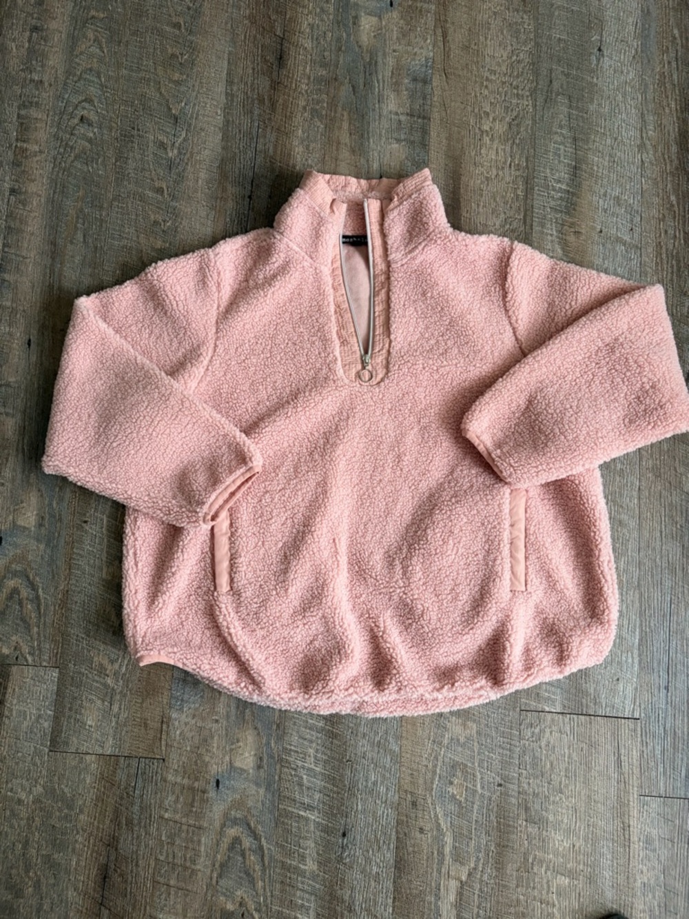 mesh+lace Pink Sherpa Zip-Up Jacket